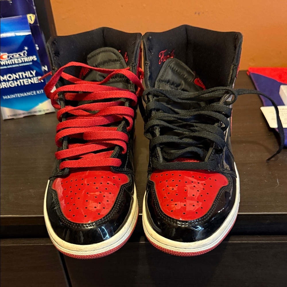 Jordan 1 Patent Leather Black and Red Men's Sneakers